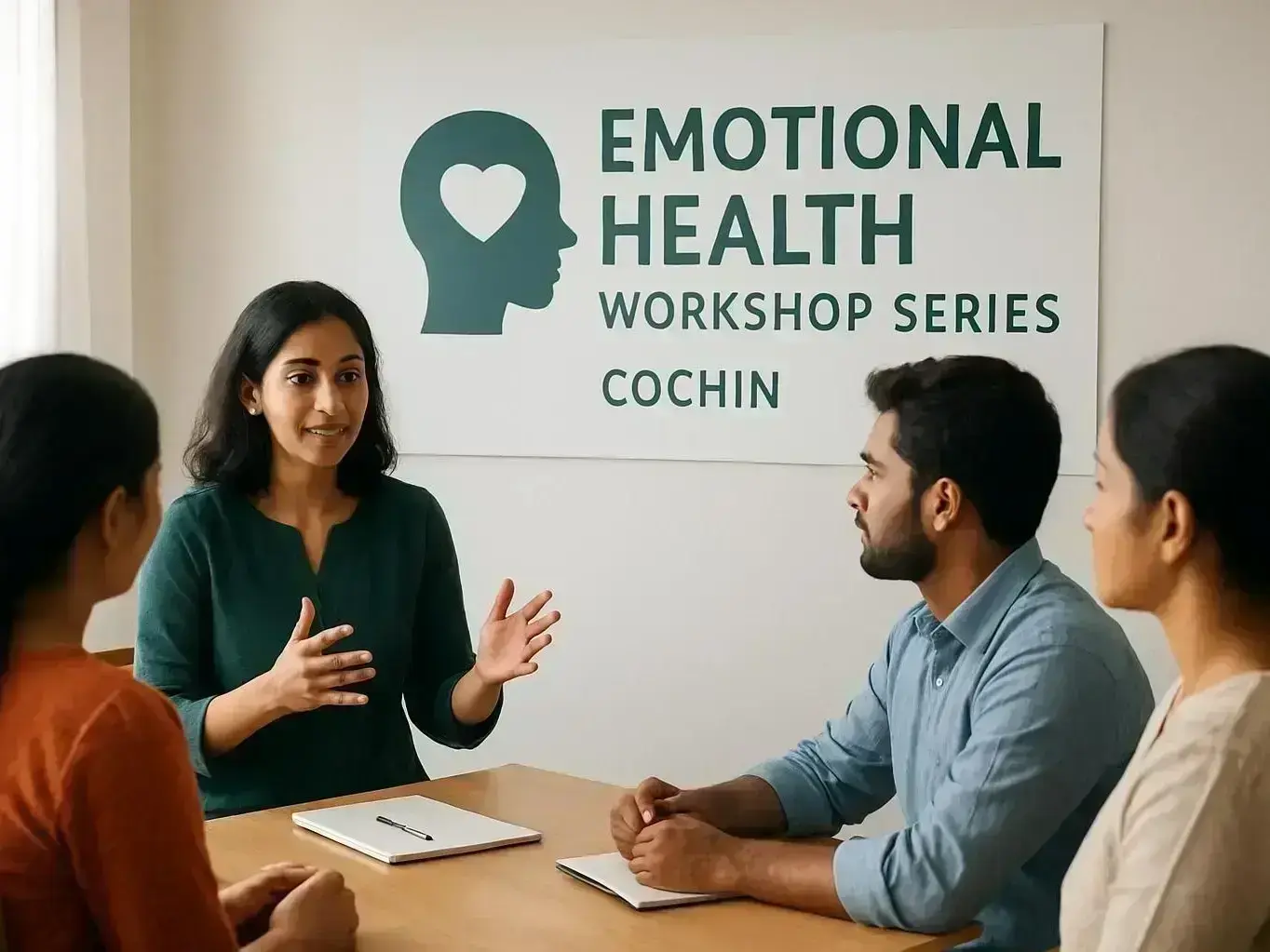 Client meeting therapist for stress relief and meditation near Kakkanad Cochin