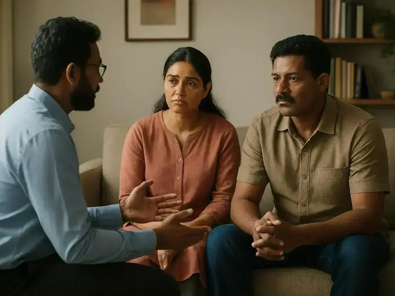 Malayalam and English psychologist support for couples from Kalady and Karukutty near Angamali
